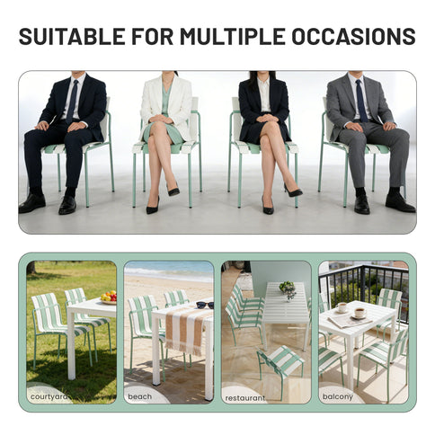Single Chairs With Color Blocking Design (Set of 4) - Haze Green / White