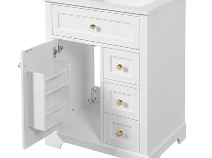Modern Bathroom Vanity With Sink, 3 Drawers & Cabinet With 2 Tier Door Storage