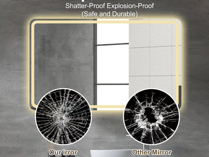 LED Bathroom Mirror Vanity Mirrors With Front Lights Wall Mounted Anti-Fog Frameless Make Up Mirror With Light Copper Free Silver Mirror Horizontal Or Vertical - Silver