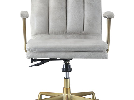 Damir - Vintage Top Grain Leather Office Chair - Antique White / Vintage