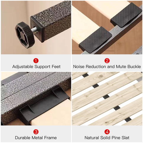 King Size Platform Bed With Special-Shaped Headboard - Cream