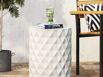 Outdoor Lightweight Concrete, Side Table - Antique White