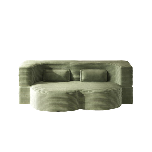 Modern Floor Sofa With 2 Pillows, Convertible Twin Size Folding Mattress For Living Room