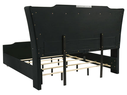 Mika - LED Upholstered Bed With Tufted Wingback Headboard And Ambient Lighting