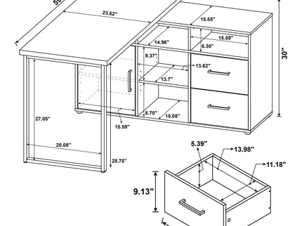 Corrado - L-Shape Office Desk With Storage - Gray