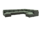 Dark Green / 3 Pc. L-Shape Sectional Sofa, 2 Ottomans