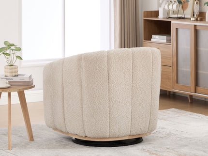 Swivel Upholstered Barrel Chair With Metal Base