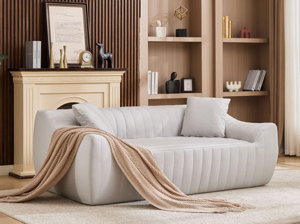 Oversized 2 Seater Loveseat With 2 Decor Throw Pillows, Deep Seat Sofa For Living Rooms