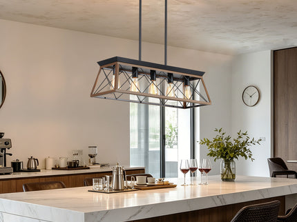Chandelier Pendant Light For Dining Room Kitchen, 5 Light Fixture With Adjustable Height