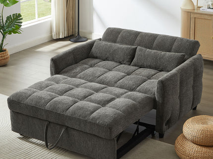 Loveseat Sofa Pull-Out Bed With Adjustable Backrest, 3 USB Ports And 2 Lumbar Pillows For Living Room