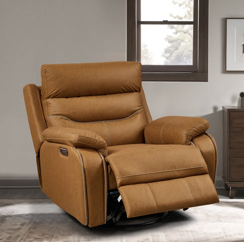 Liyasi - Dual Okin Motor Rocking And 240° Swivel Single Sofa Seat Recliner Chair Infinite Position, Head Rest With Power Function