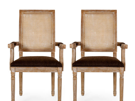 Upholstered Dining Chair With Cane Backrest