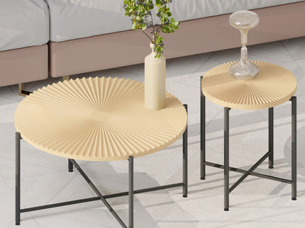 Radial - Pattern Coffee And End Table Set Waterproof Cover, Distressed Cylindrical Design (Set of 2)