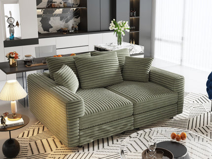Convertible Deep Seat Sofa With Soft Pillows And Ottomans