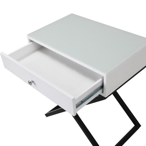 Koda - End Side Table Nightstand, Drawer And Cross Base