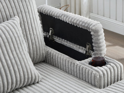 Modern Chaise Sofa With Adjustable Backrest, Cup Holders, Phone Holder & Storage Compartments For Living Room