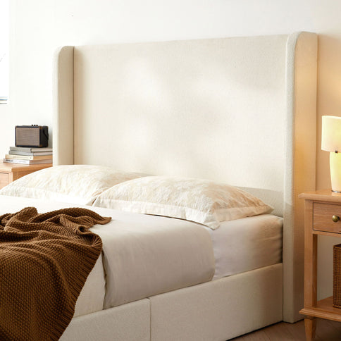 Carmen - King Size Upholstered Wingback Bed - Ivory