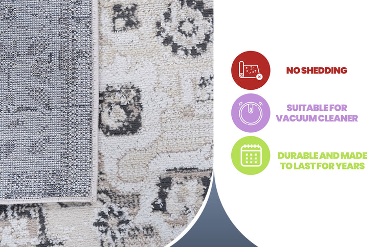 Payas - 8' X 10' Medallion Area Rug - Cream / Beige