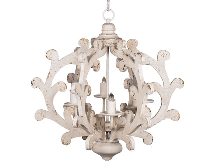 6 Light Chandelier, Hanging Light Fixture With Adjustable Chain For Kitchen, Bulb Not Included - White