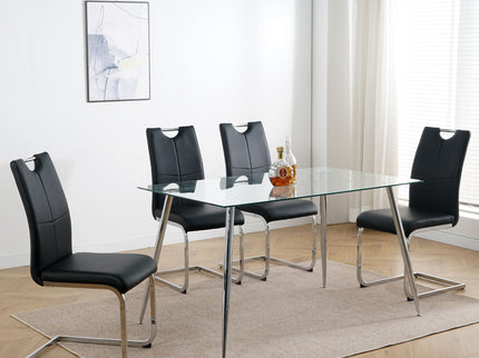 Modern Dining Chairs With Padded Seat And Metal Legs