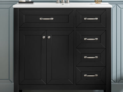 Modern Bathroom Vanity With Sink, Freestanding Design With Drawers And Doors