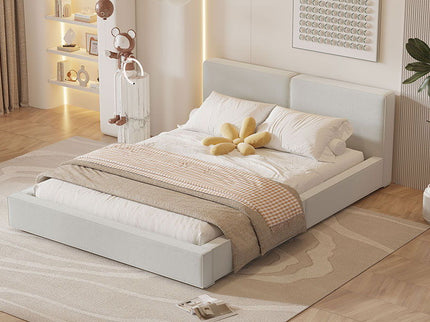 Upholstered Platform Bed, Grounded Bed With Solid Frame