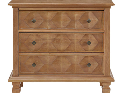 Nightstand With Charging Station, 3 Drawer Bedside Table - Natural Wood