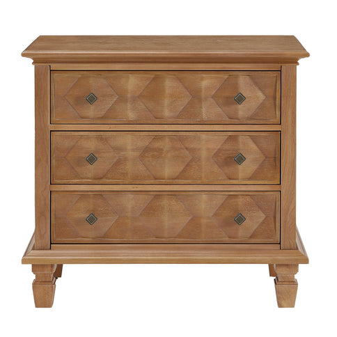 Nightstand With Charging Station, 3 Drawer Bedside Table - Natural Wood