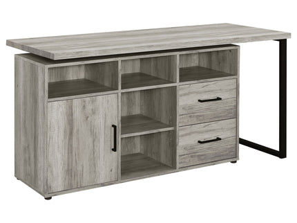 Corrado - L-Shape Office Desk With Storage - Gray
