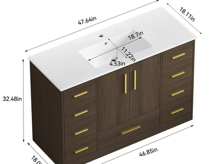 Bathroom Vanity With Abundant Storage 2 Soft Close Doors And 9 Drawers