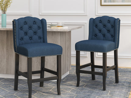 Vienna - Fabric Tufted Counter Stool With Nailhead Accents (Set of 2)