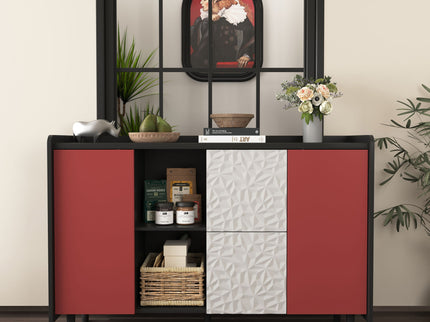 Modern Sideboard Buffet Cabinet With Doors And Unique Panel Styling