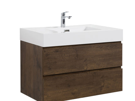 Alice - Bathroom Vanity Wall Mounted With Sink, Large Storage Floating Bathroom Vanity For Modern Bathroom, One-Piece Sink Basin Without Drain And Faucet