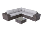 Dark Brown / 2 Pc. 5 Seater Sectional, Table
