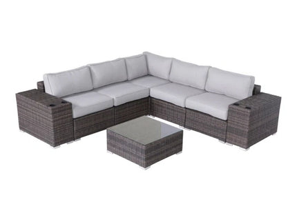 Modern Patio Rattan Sectional Set With Cushions