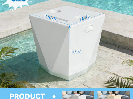 End Table With 2 Cup Holders And 1 Tablet Holder For Outdoor - White