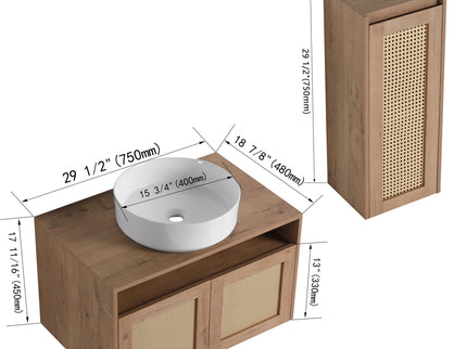 Bathroom Vanity With Art Sink And Side Cabinet, Float Mounting Design