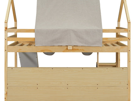 Loft Bed With House Shaped Frame And Tent