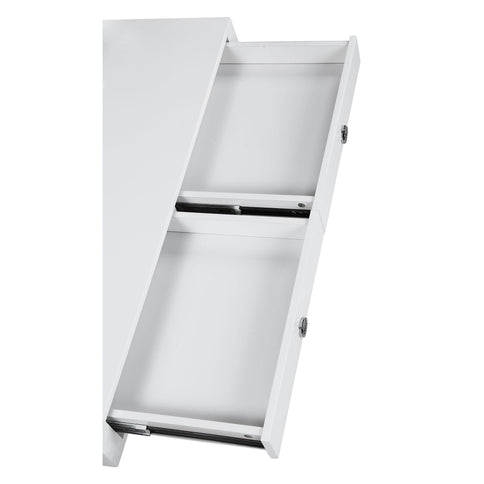 Serrano - 2 Drawer Writing Desk With Polished And Tempered Glass Hutch - Glossy White