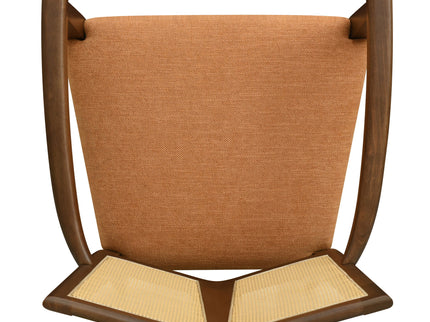 Mid Century Modern Arm Dining Chair Set With Rattan Backrest