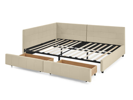 Upholstered Storage Tufted Bed Frame With Backrest And Armrests