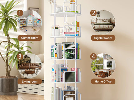 Rotating Bookshelf Tower 5 Tier Spinning 360 Degree Revolving Storage Shelf