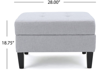 Storage Ottoman With Birch Wood Legs And Cushioned Top For Comfort