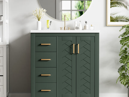 Retro Style Bathroom Vanity With 3 Drawers & Soft-Closing Doors
