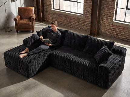 Cloud Modular Sectional Sofa Couch With L-Shape Chaise, Upholstered Couches For Living Room - Black