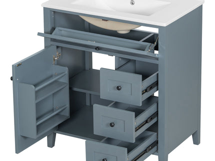 Bathroom Vanity With Sink, 3 Drawers And Adjustable Shelf