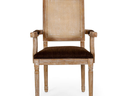 Upholstered Dining Chair With Cane Backrest