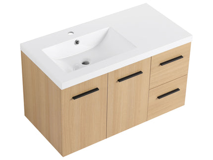 Wall Mounted Floating Bathroom Vanity With Sink, Door & Drawers Modular Cabinet