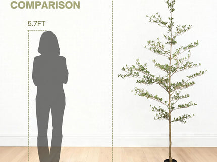 7Ft Artificial Olive Tree With Pot, Realistic Tall Fake Plant For Indoor Decoration - Green Leaves