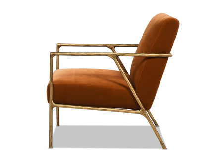 Aerin - Hammered Brass Upholstered Accent Arm Chair